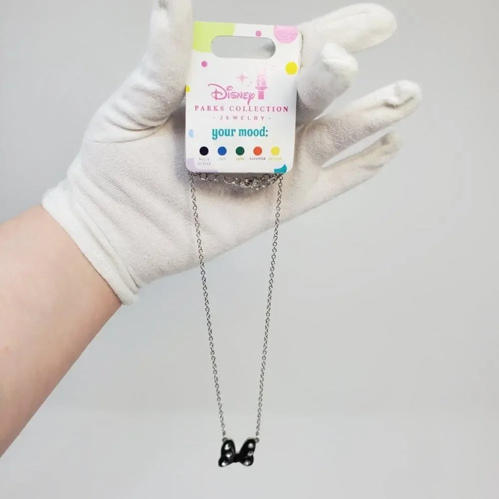 Disney Parks Collection Minnie Mouse Bow Mood Necklace NWT